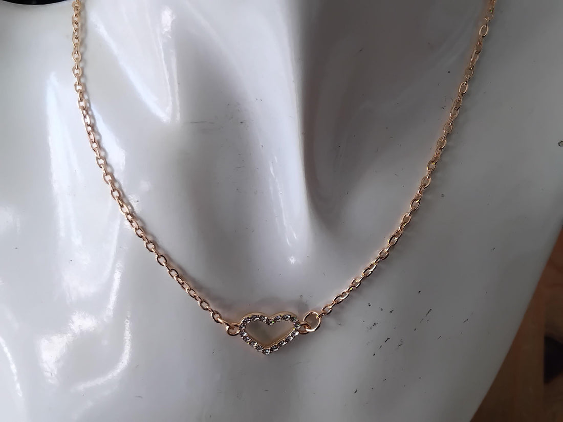 Gold Plated Open Heart Necklace Created with Zircondia® Crystals