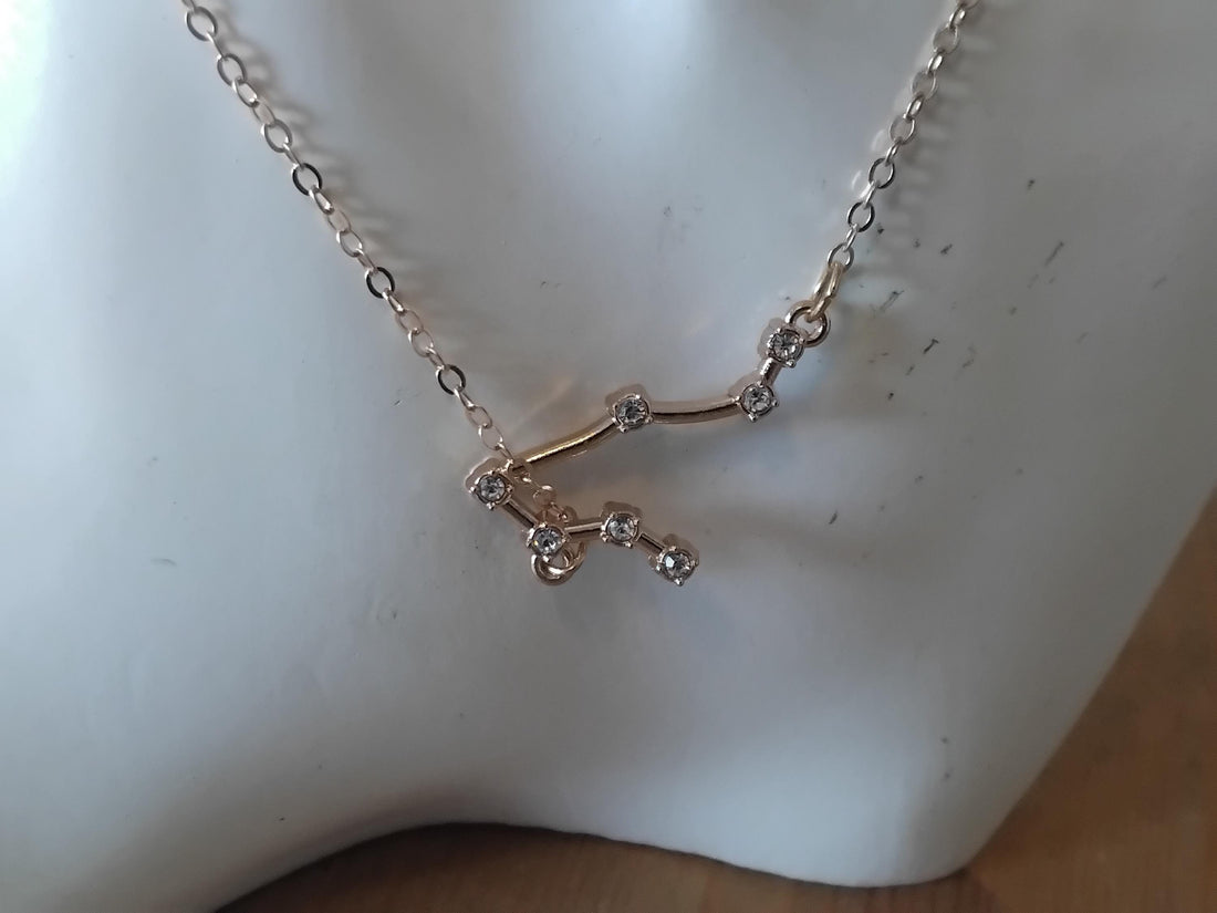 Gold Gemini Zodiac Necklace, Celestial Birthday Gift