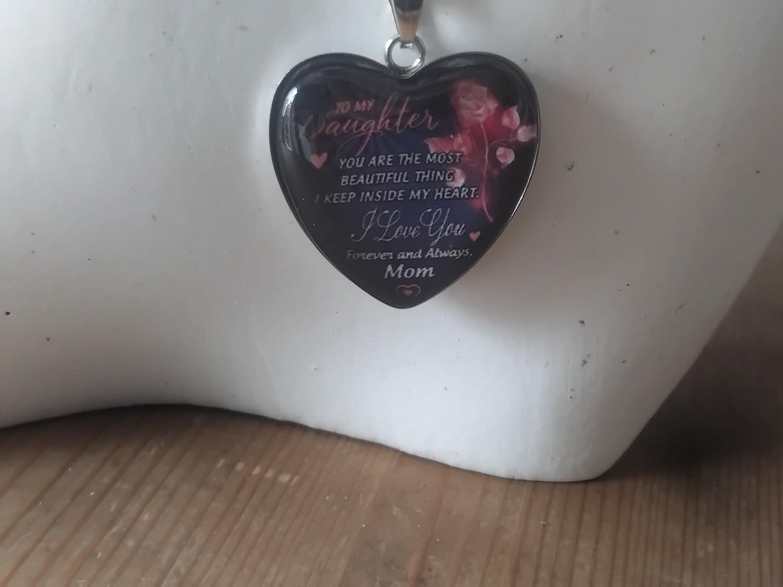 Daughter Necklace From Mom, Sentimental Heart Pendant, Personalized Gift