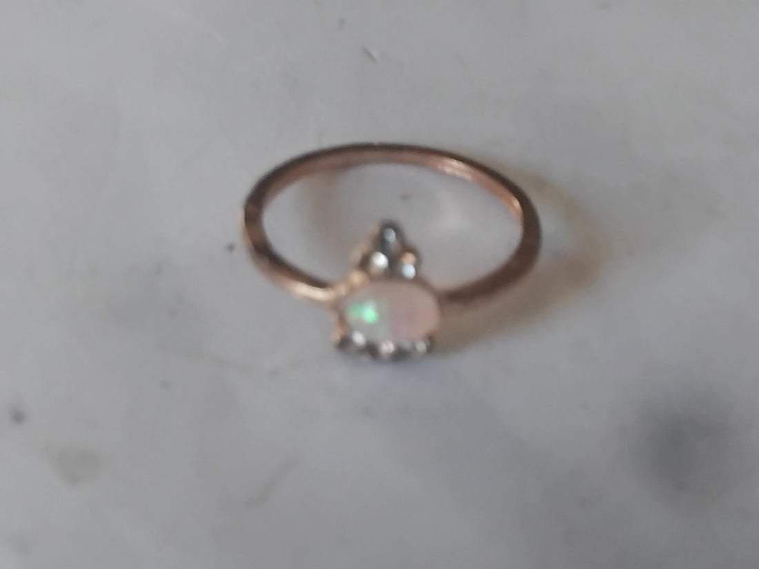 Yellow Gold Opal Ring, Elegant Fine Jewelry Gift