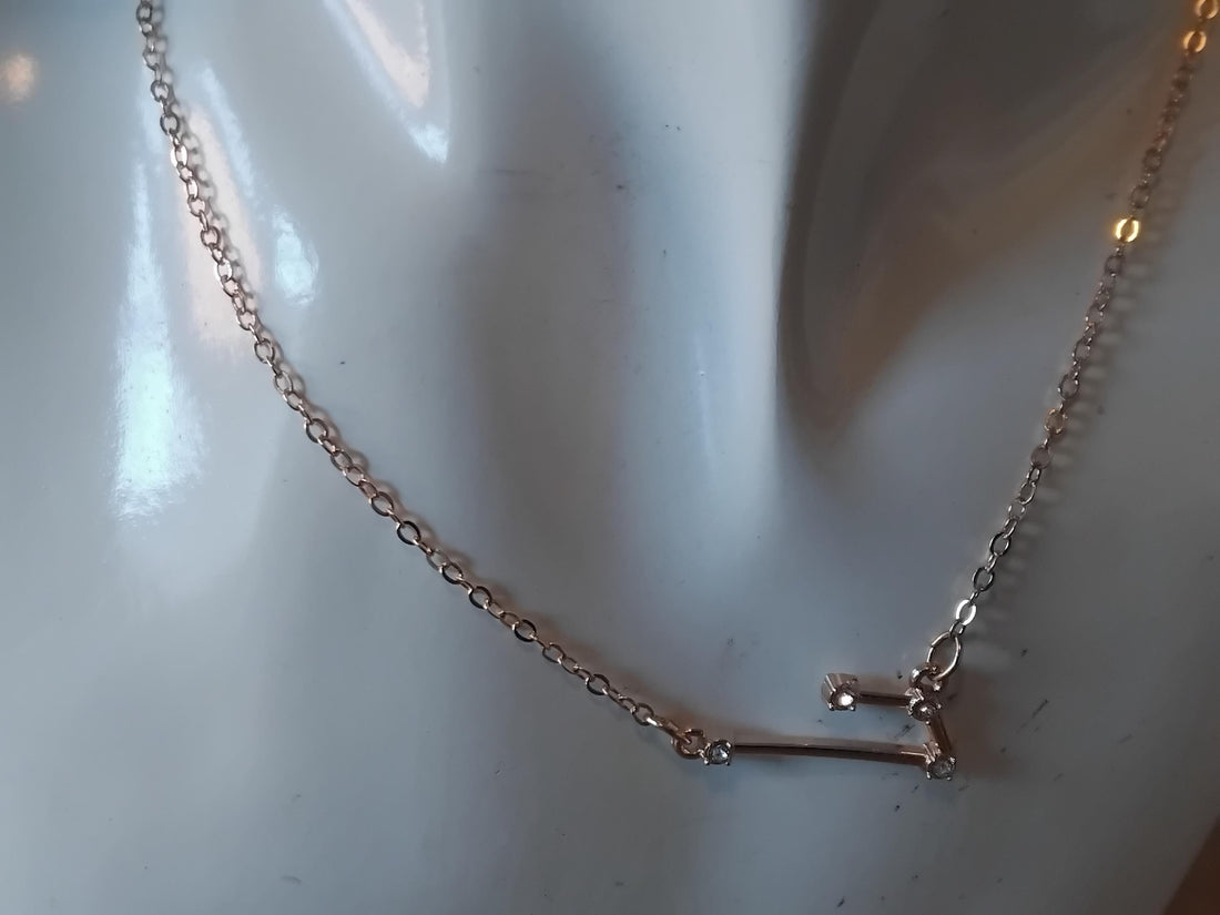 Aries Zodiac Necklace • Old English Script, Astrology Gift