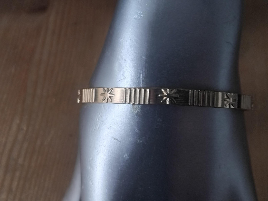 Handmade Engraved Gold Cuff Bracelet, Unisex Jewelry