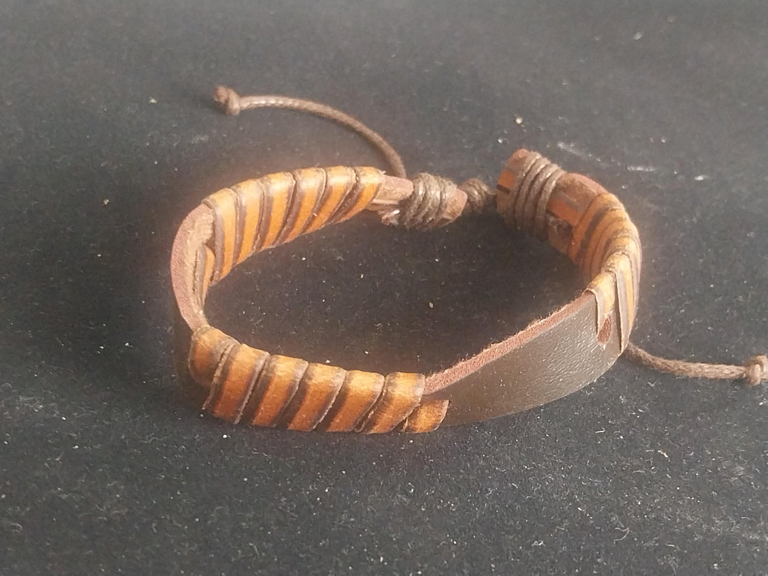 Leather Bracelet for Men: Woven String, Adjustable