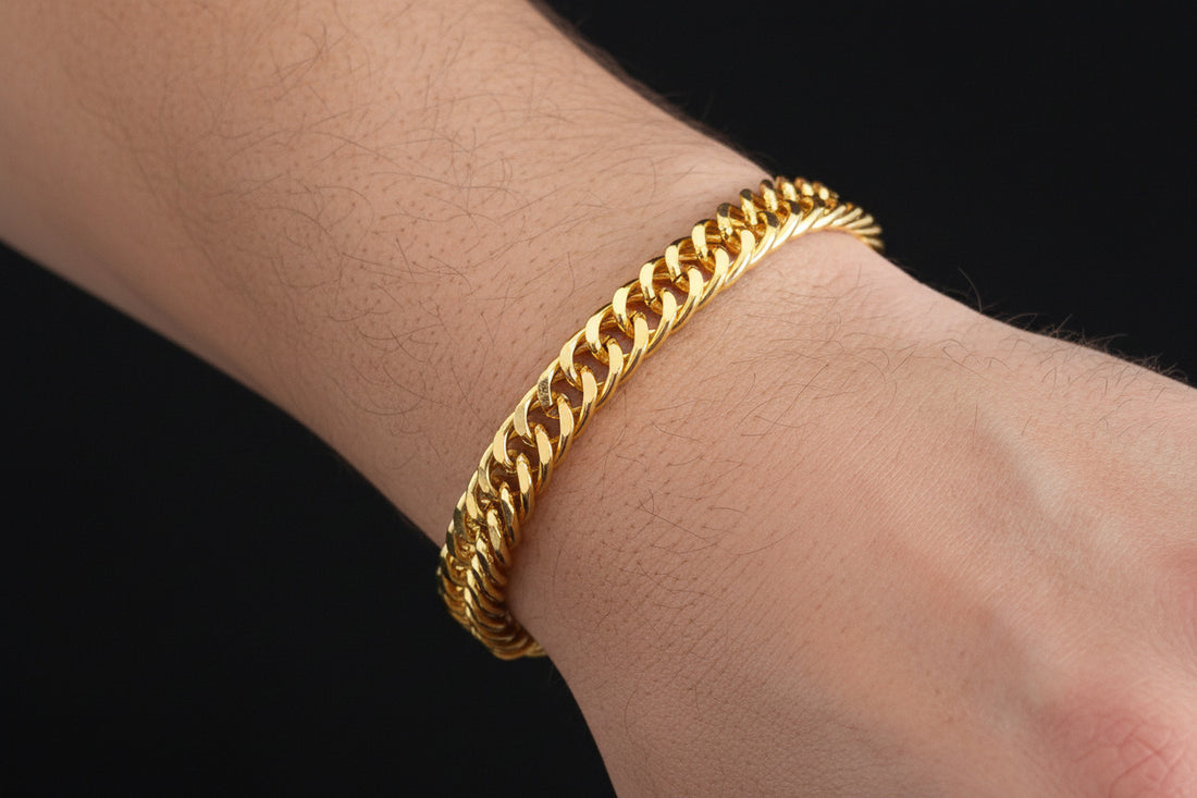 Solid Gold Cuban Link Bracelet, Thick Curb Chain