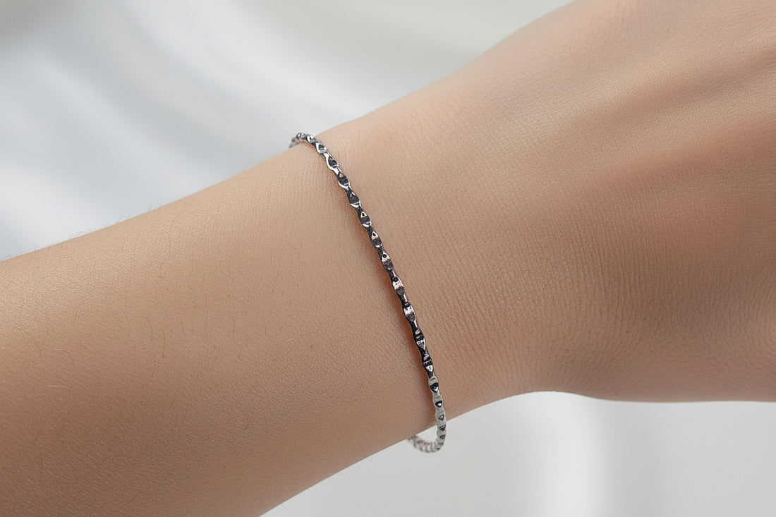 Handmade Silver Daisy Bangle: Stackable Boho Bracelet