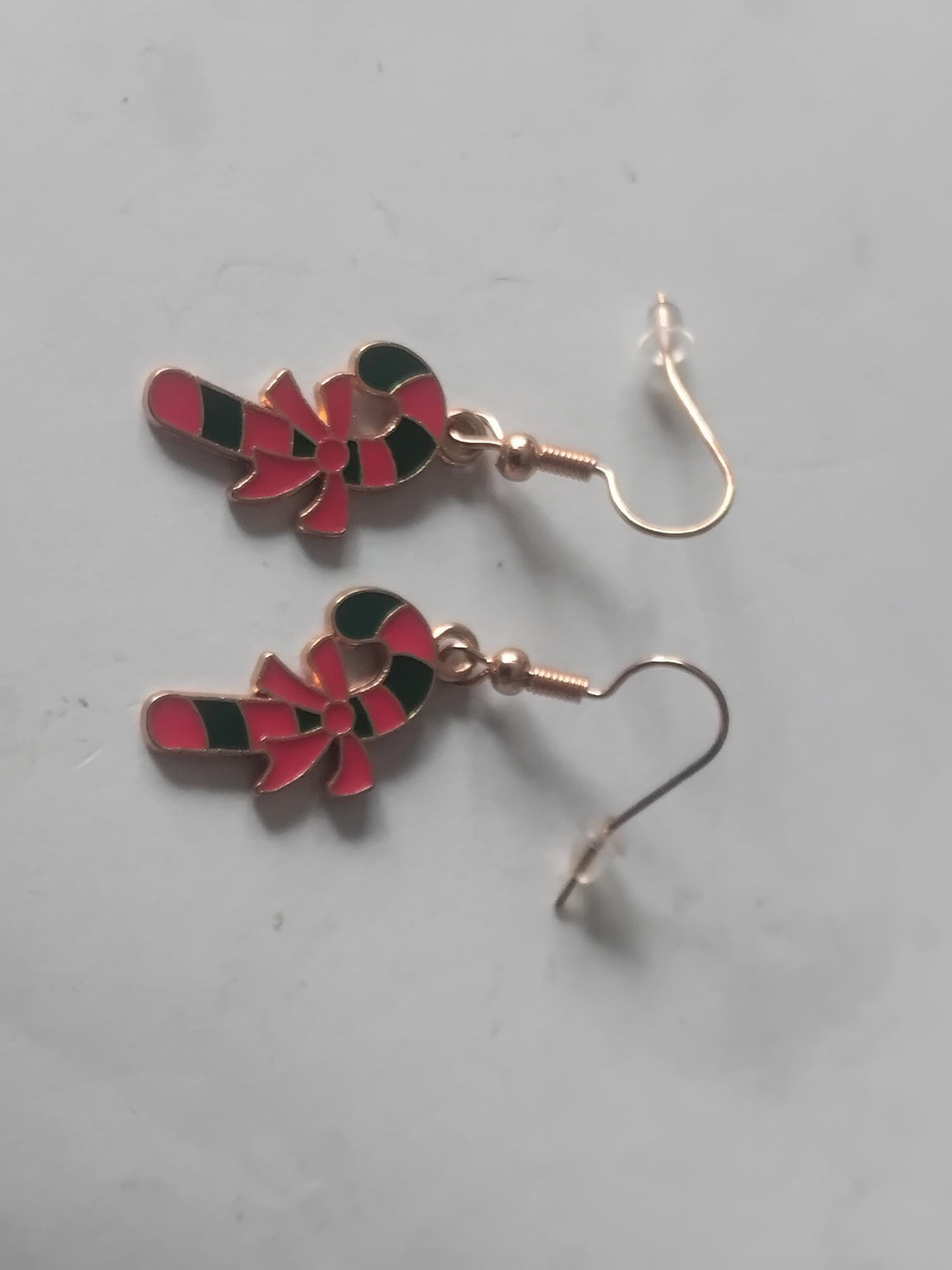 Candy Cane Christmas Earrings, Gold-Toned Holiday Holly