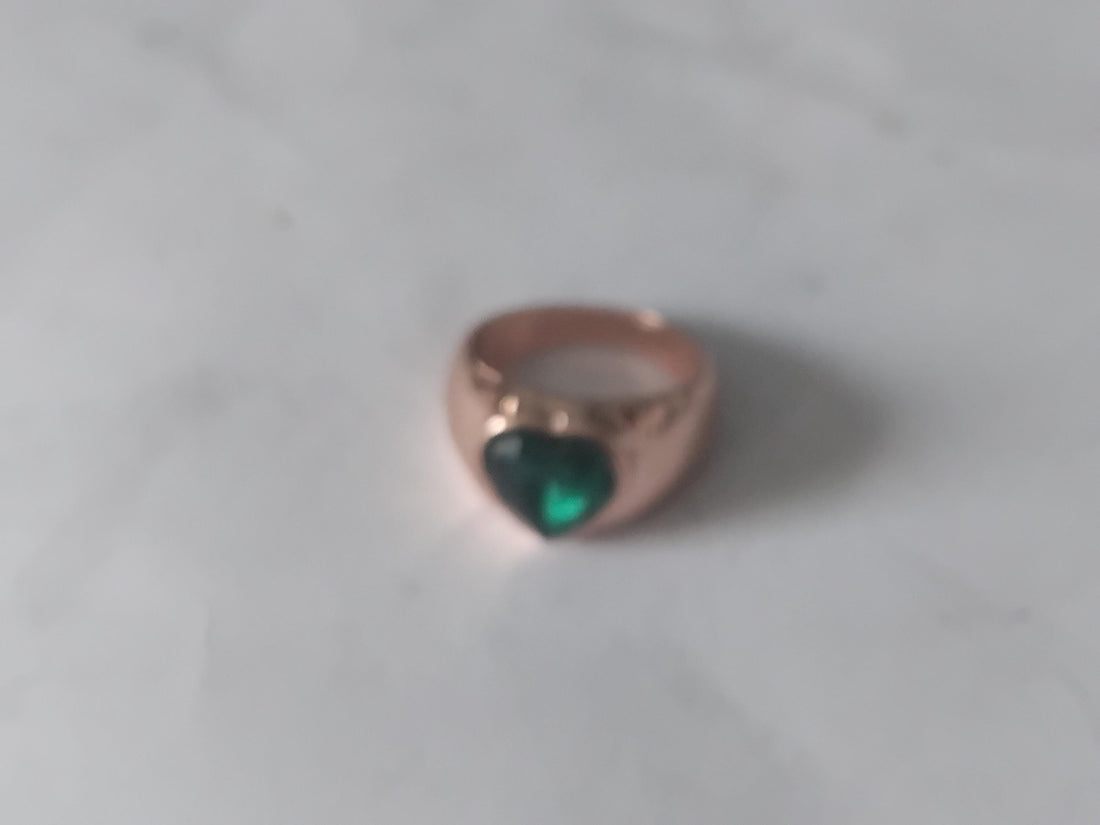 Malachite Heart Signet Ring, Gemstone Statement Ring