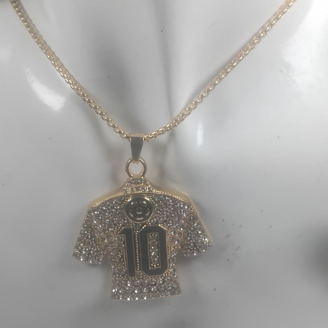 Number 10 Football Jersey Necklace | Iced Out Sports Jewelry for Men | Bling Charm