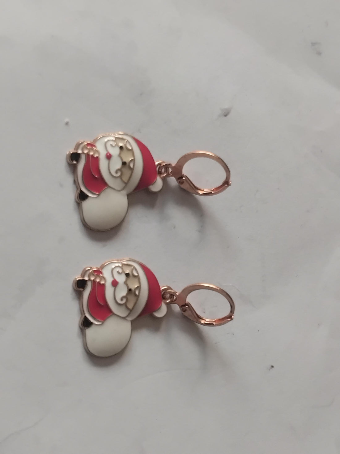 Enamel Santa Christmas Charm Hook Earrings 35mm