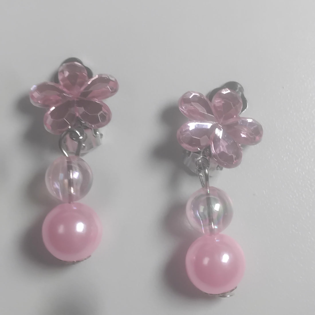 Pink Glass Heart Clip-On Earrings | Whimsical Statement Jewelry