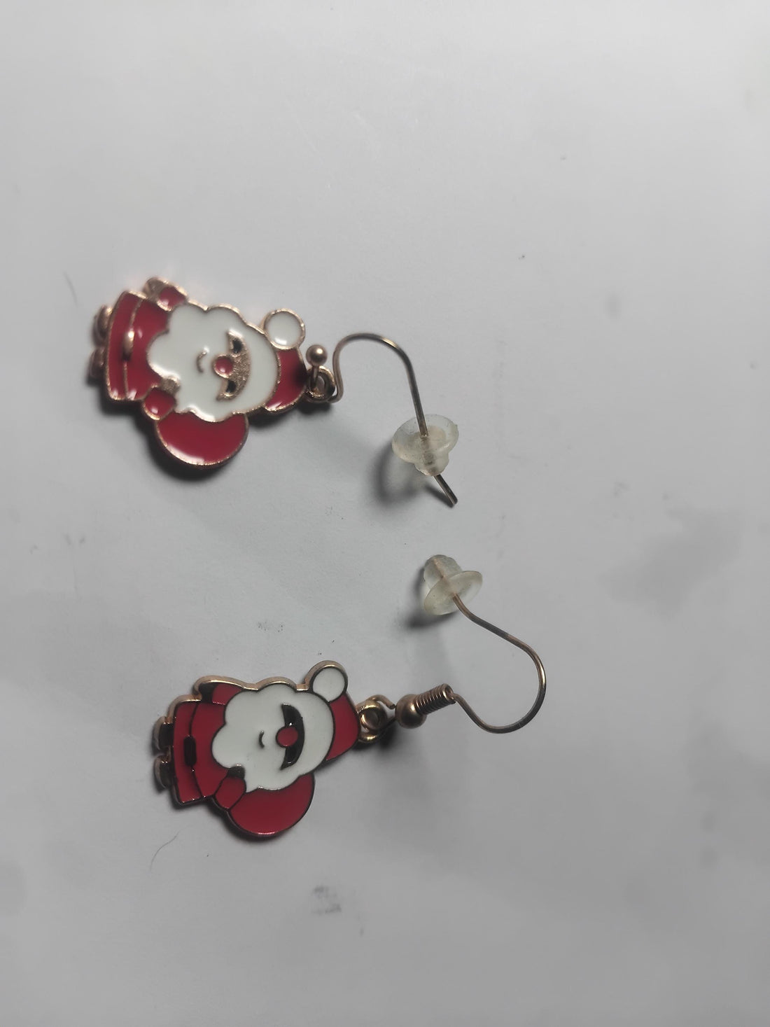 Enamel Santa Christmas Charm Hook Earrings 35mm