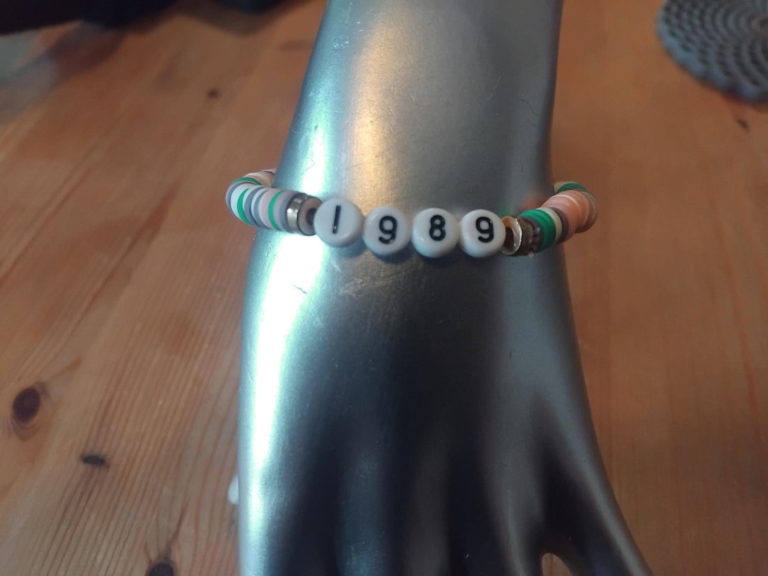 Clay Bead Bracelet, Vintage 1989