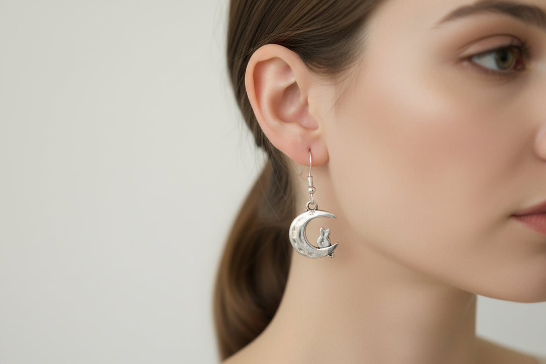 Cat Sitting on the Moon Earrings