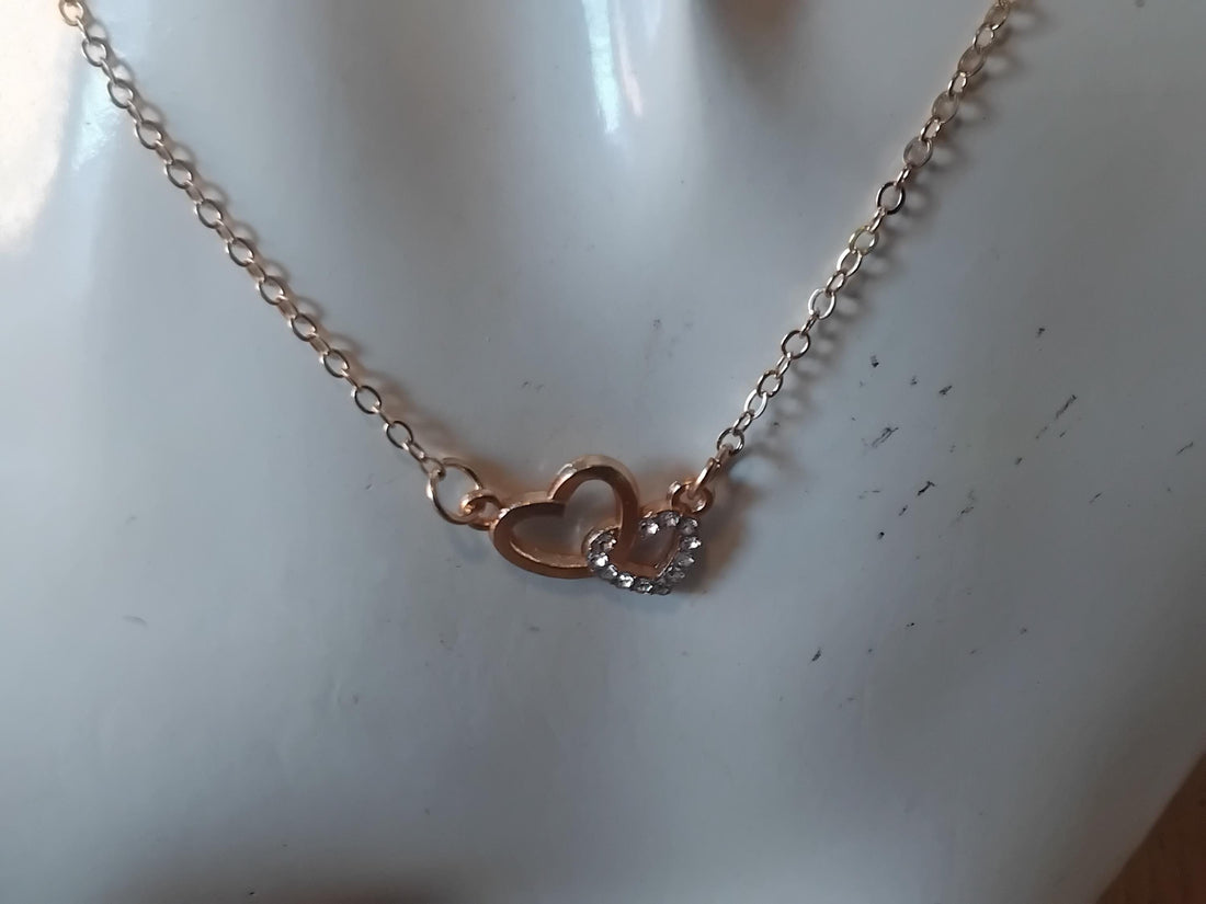 Gold Double Heart Pendant Necklace • Minimalist Gift