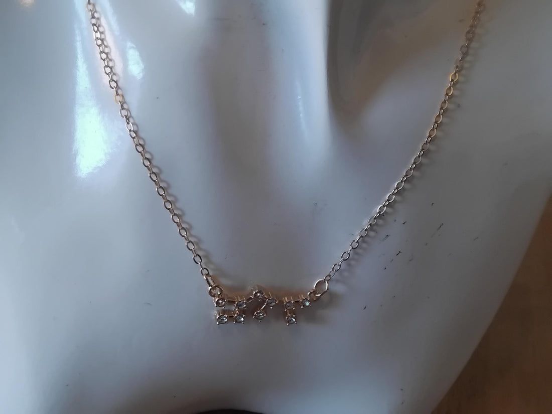 Old English Scorpio Name Necklace, Zodiac Birthday Gift