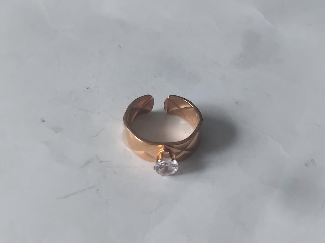 Ring Gold Plated Fashion Textured Elegant Ring