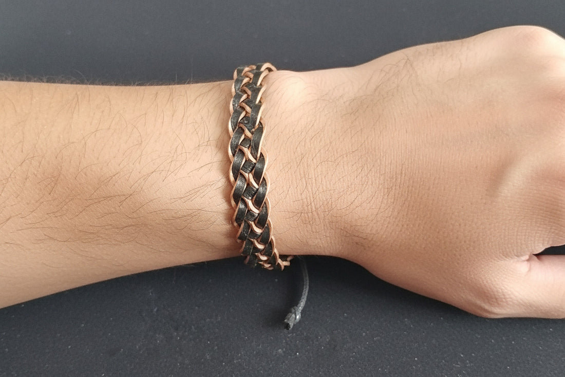 Brown Black Leather Braided Bracelet Wristband Bangle Mens Womens Boys Jewellery