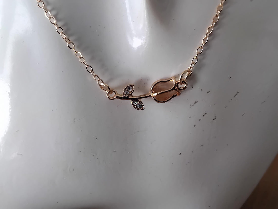 Yellow Gold 3 Color Flower Pendant Necklace