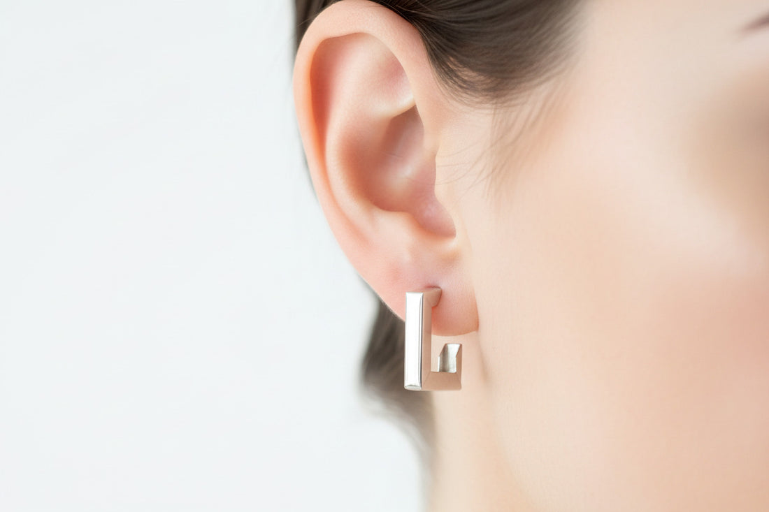 Minimalist Silver Square Hoop Earrings, Geometric Jewelry