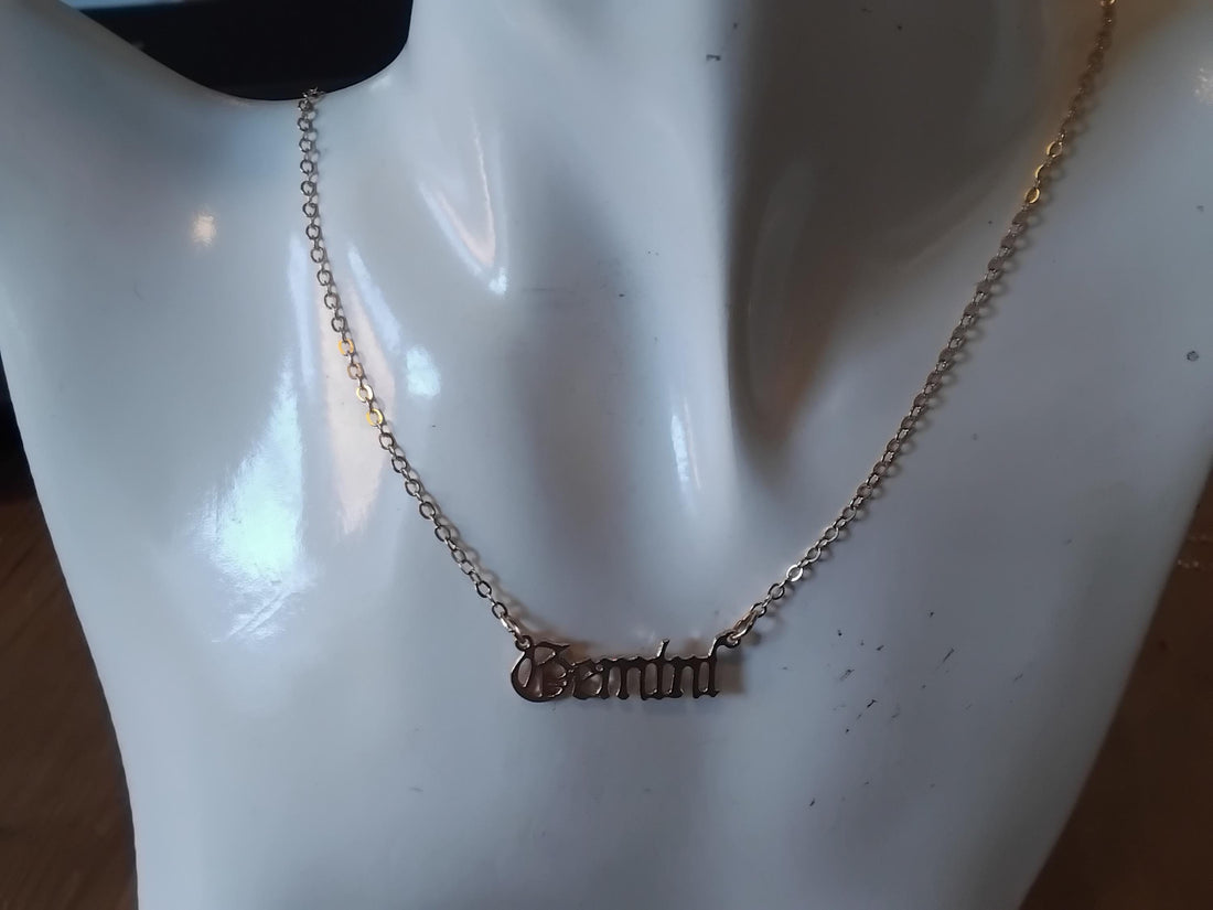 Gold Gemini Zodiac Necklace, Astrology Pendant