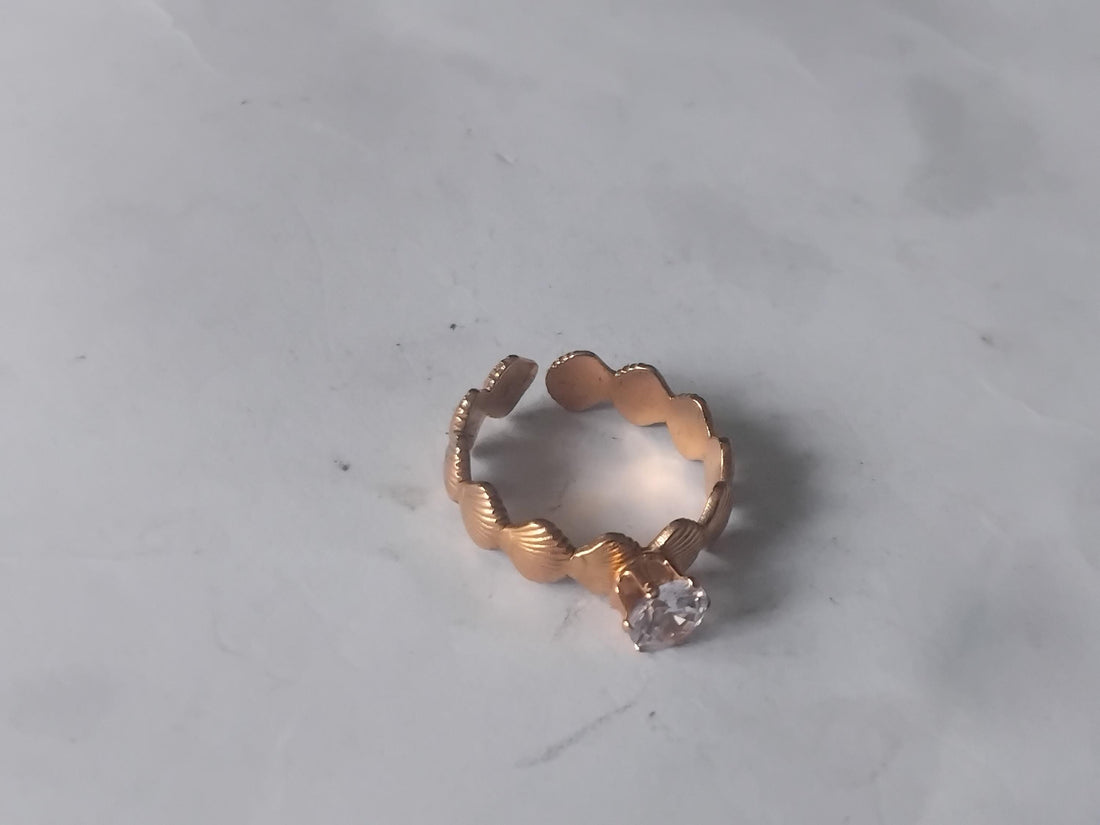 Gold Minimalist Crystal CZ Stone Ring, Girls Fashion Jewelry