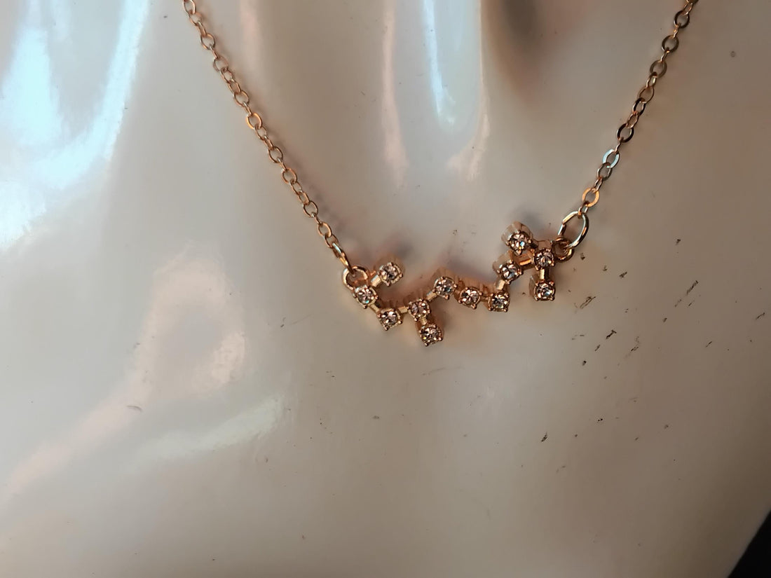 Old English Scorpio Name Necklace, Zodiac Birthday Gift