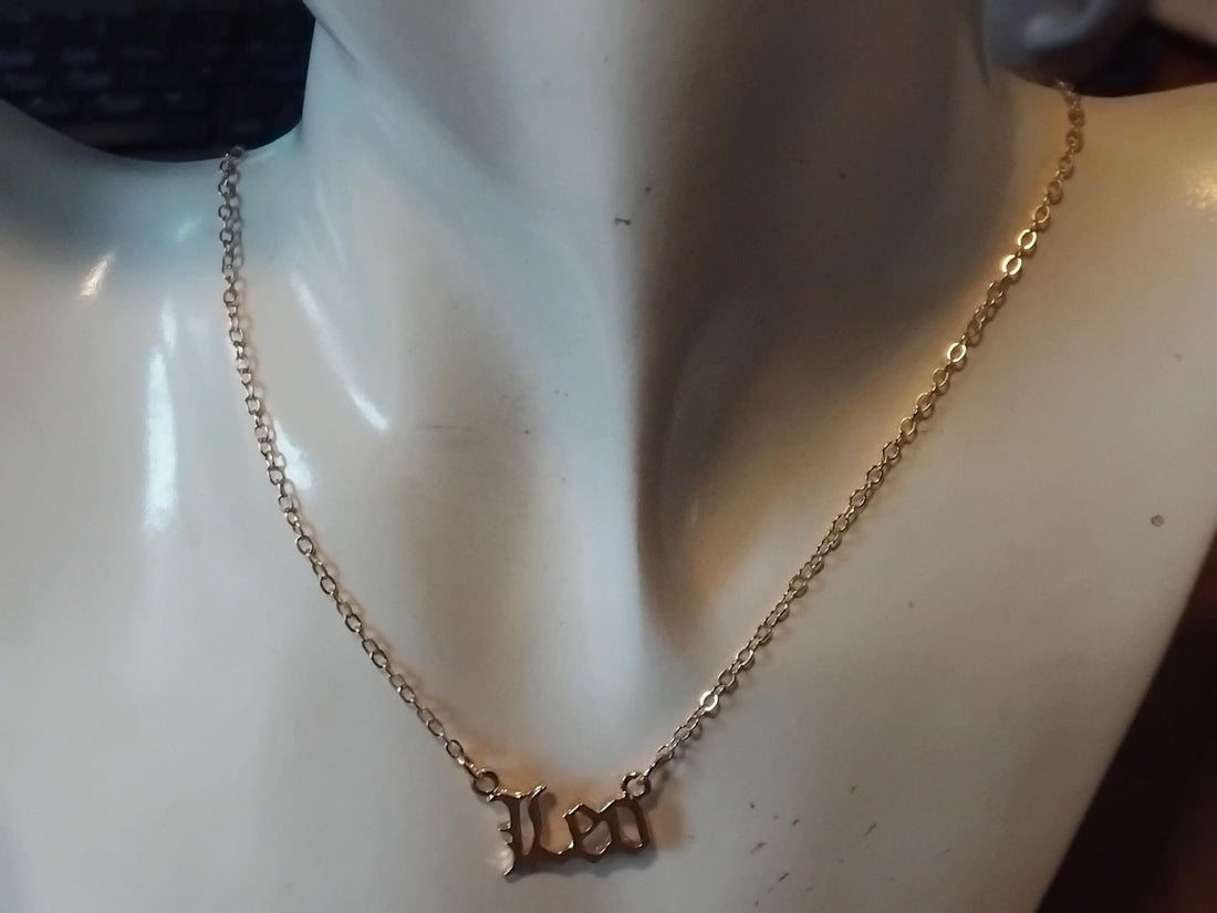 Leo Name Necklace, Old English Script, Zodiac Gift