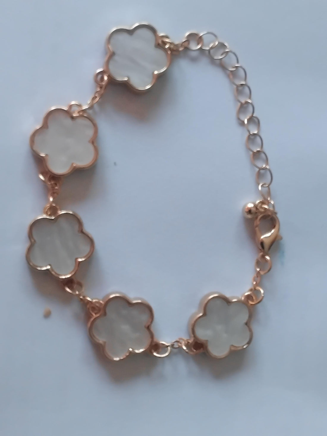 Mother-of-Pearl Daisy Bracelet, Rose Gold Flower Bracelet