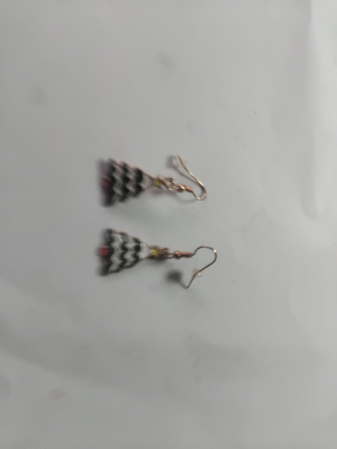 Enamel Christmas Tree Earrings, Brass Dangle Earrings, Nickel-Free