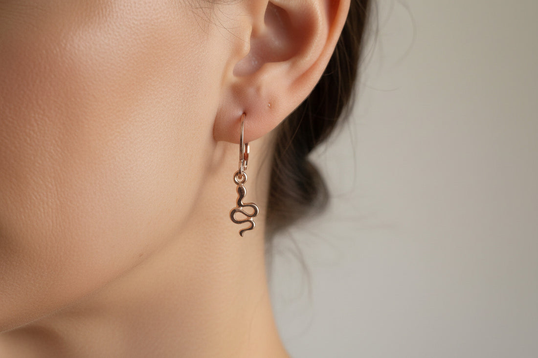 Dainty Snake Shaped Charm Huggie Hoop Earrings