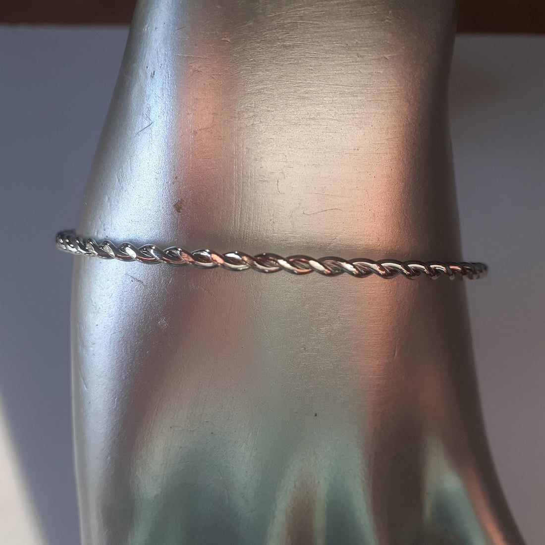 Silver Twisted Wire Cuff Bangle Bracelet, Statement Jewelry