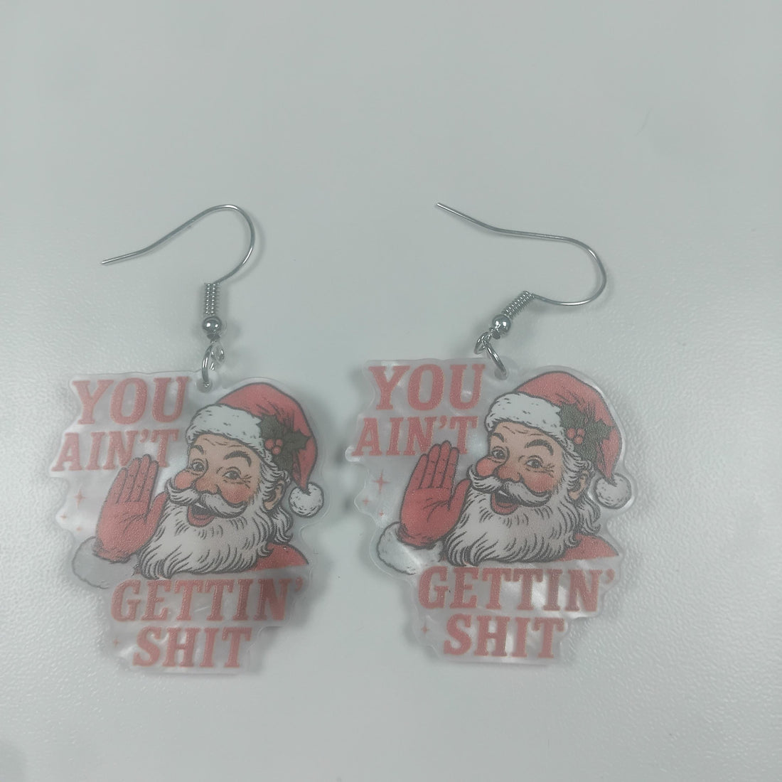 Festive Santa Dangle Earrings - Christmas Jewelry Gift