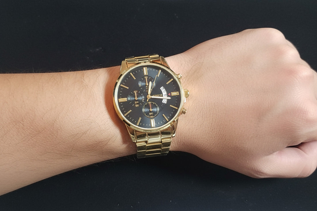 Luxury Gold Quartz Watch | Elegant Wristwatch, Men's Gift