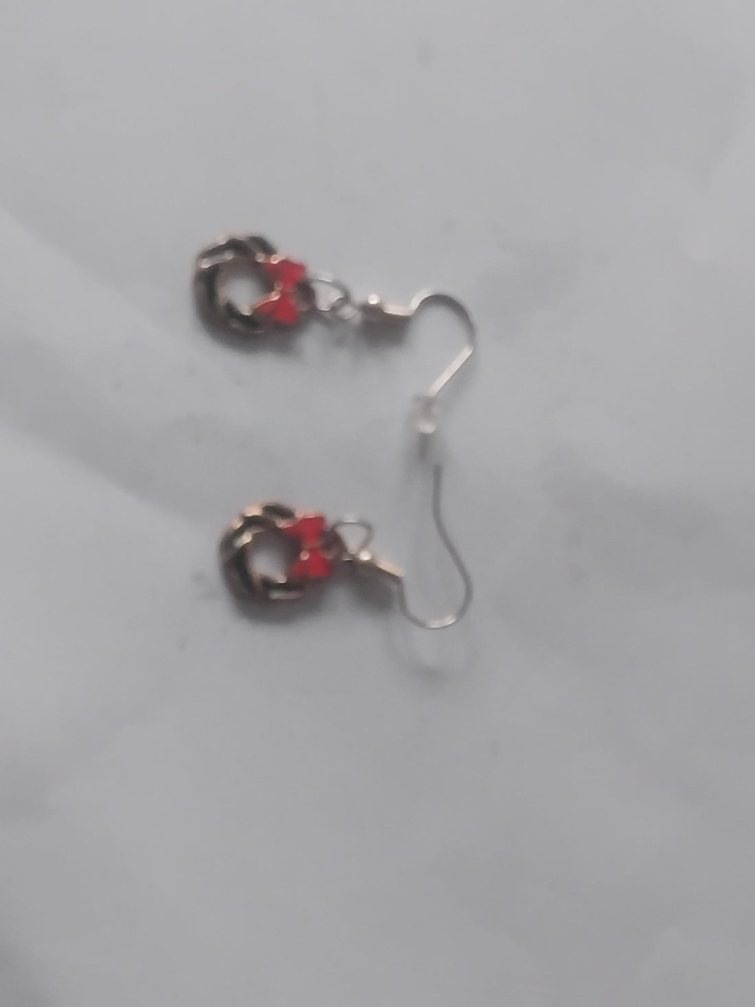 Gold Christmas Wreath Charm Earrings, Holiday Jewelry