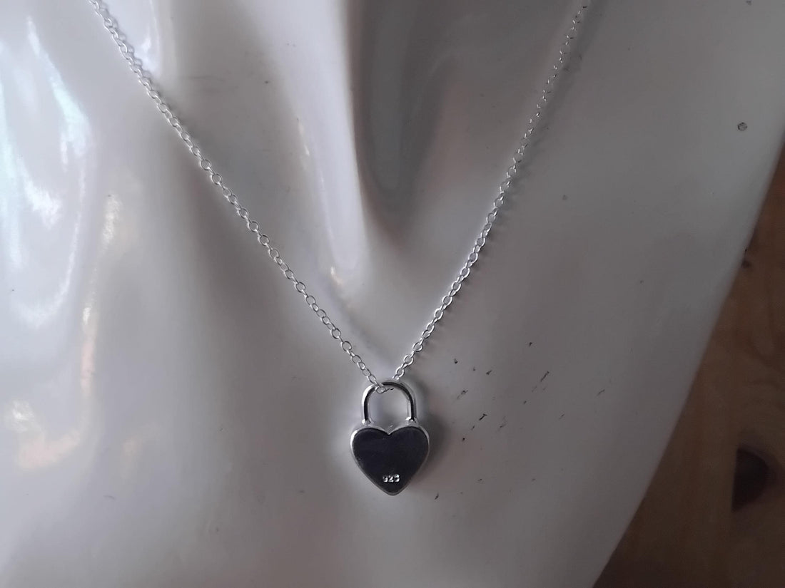 925 Sterling Silver Square/Heart Lock Pendant Necklace For Women