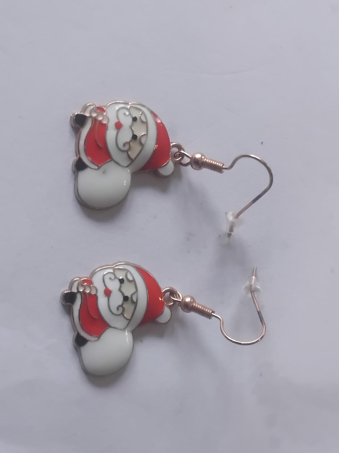 Enamel Santa Christmas Charm Hook Earrings 35mm