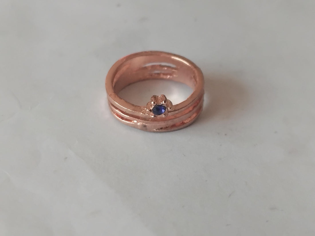 Gold Sapphire Stackable Ring, September Birthstone