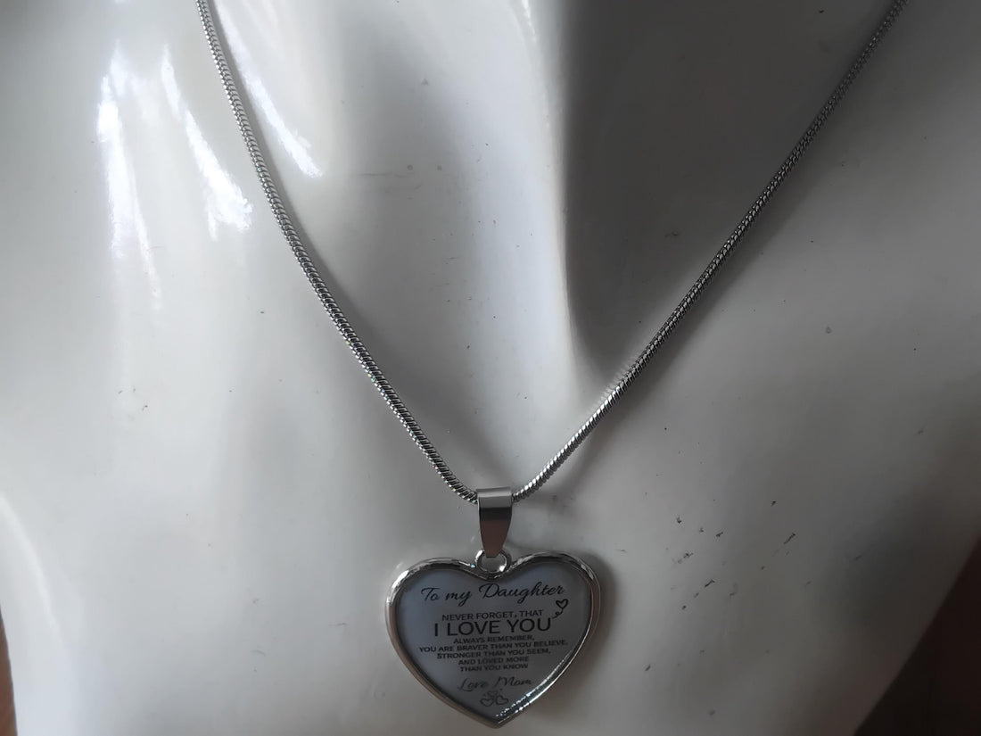 To My Daughter Heart Necklace, Sentimental Gift from Mom, Personalized