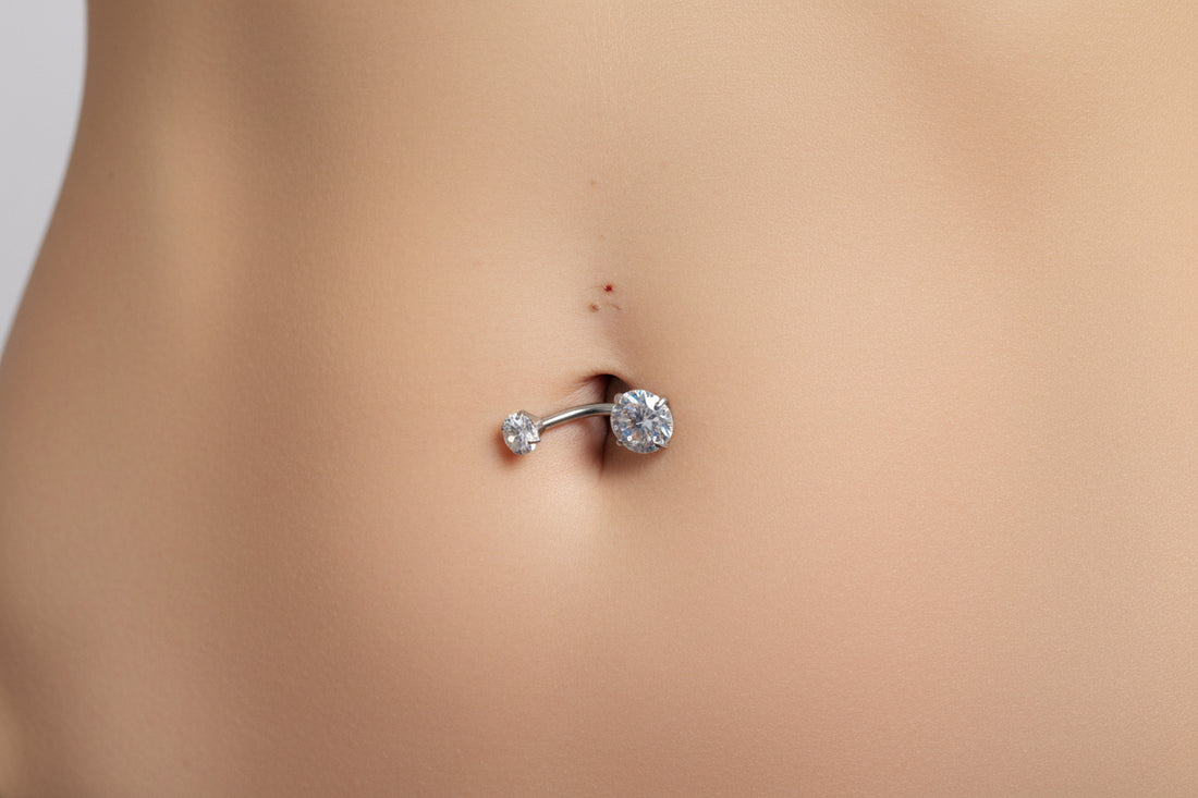 Titanium CZ Belly Ring: Sparkling Navel Piercing Jewelry