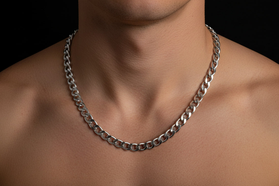 Silver Cuban Link Chain: Stainless Steel Men's Jewelry