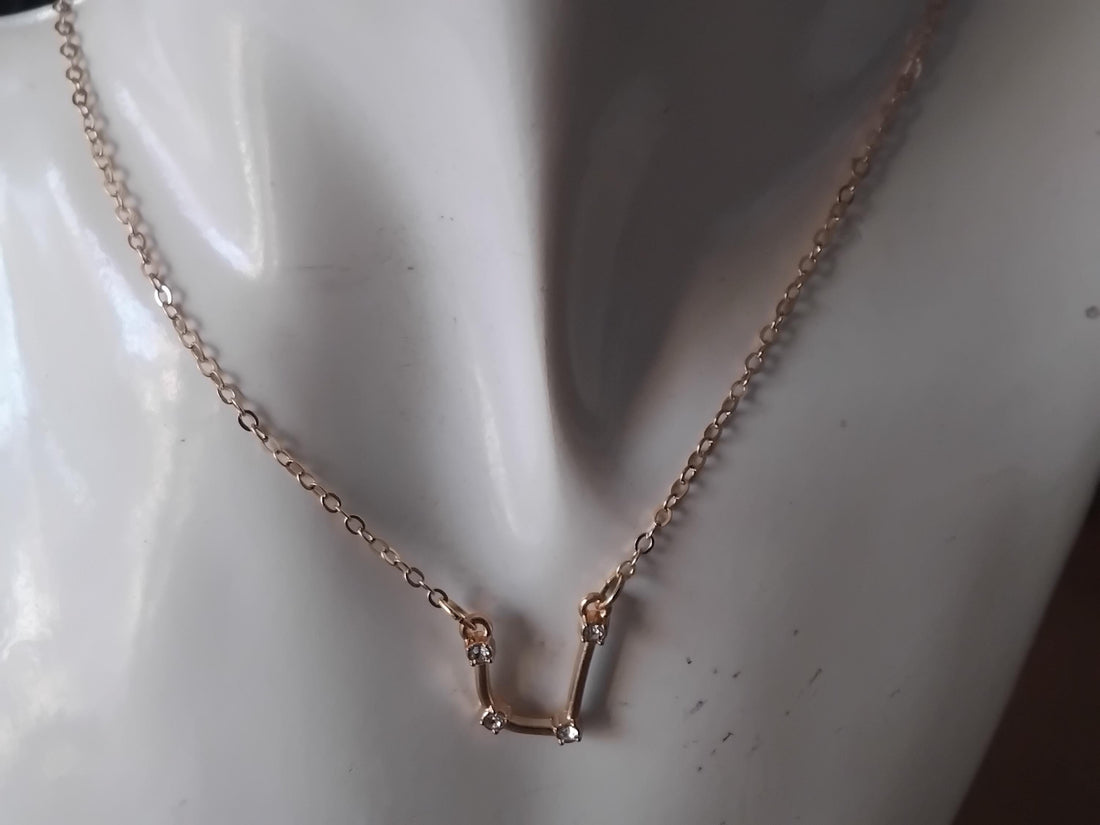 Aquarius Script Necklace • Zodiac Sign, Old English Style