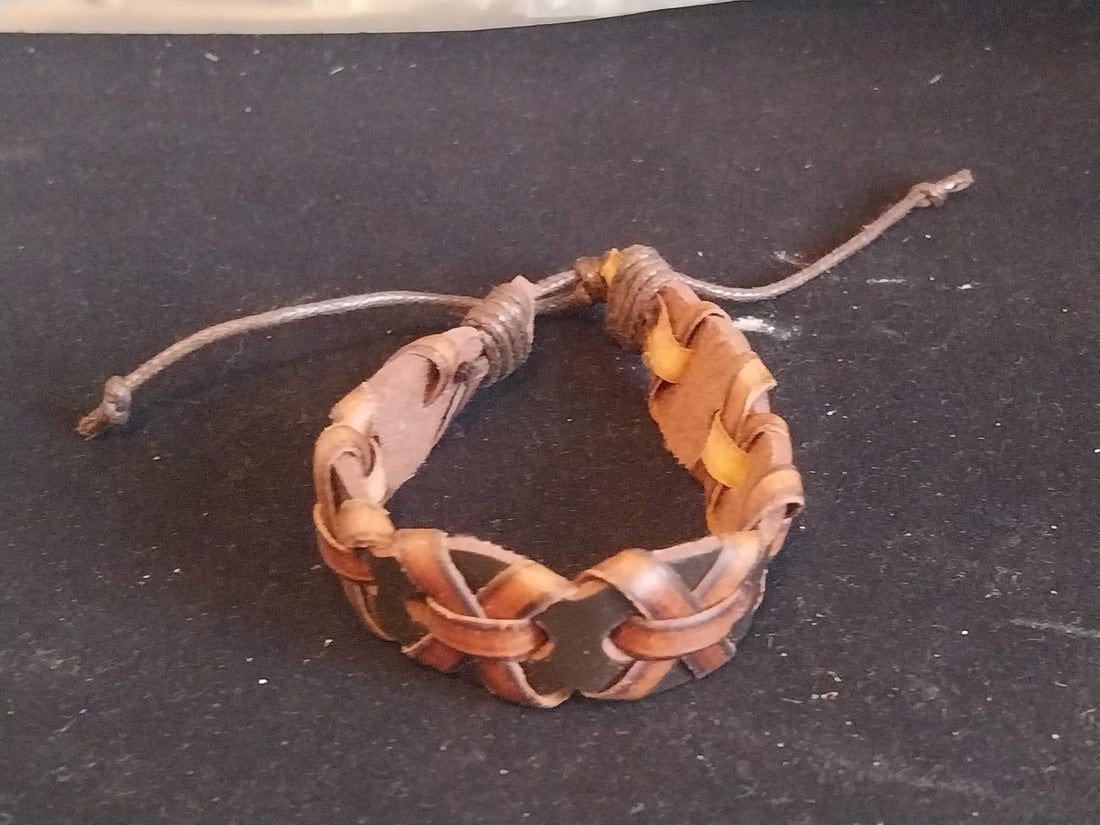 Luxurious Woven Leather Cuff in Rich Brown