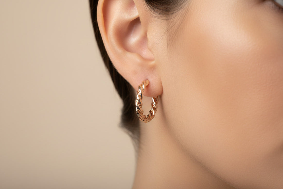 Gold Textured Hoop Earrings
