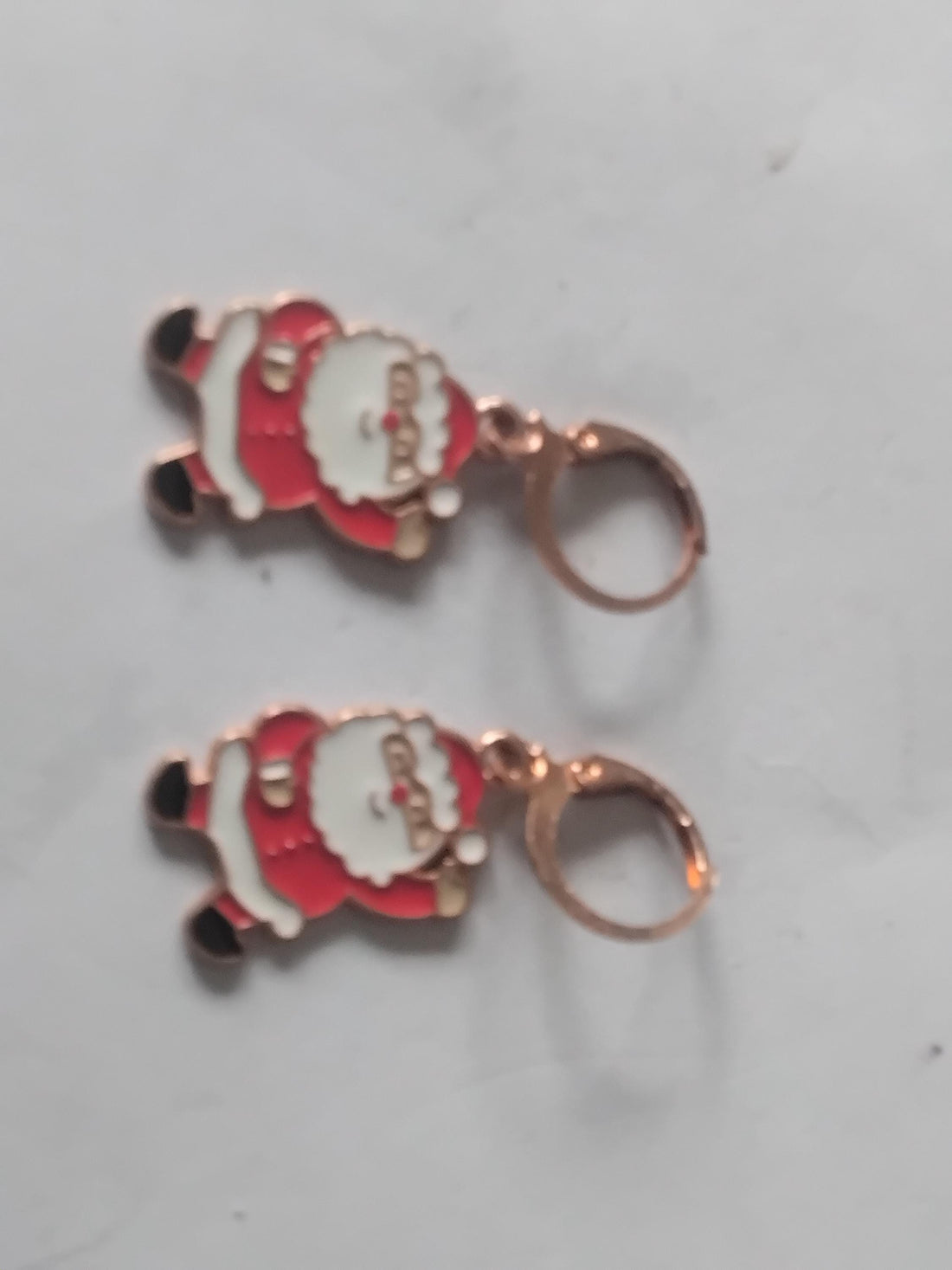 Enamel Santa Christmas Charm Hook Earrings 35mm