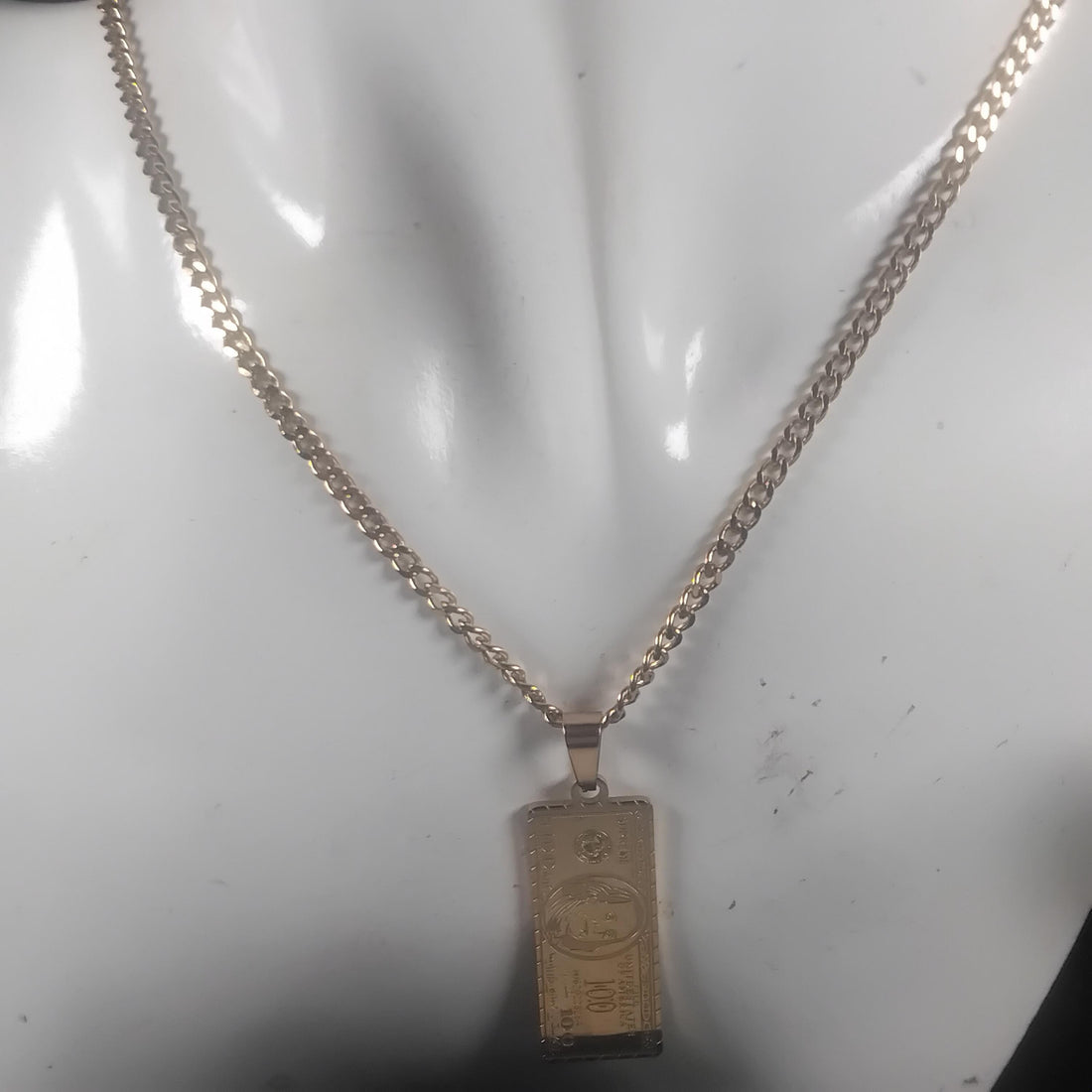 Statement Gold Necklace - Handmade Unisex Charm Jewelry, Unique Dollar Gift