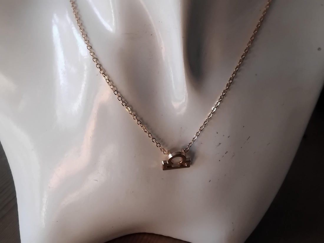 Libra Zodiac Coin Necklace, Gold Celestial Jewelry