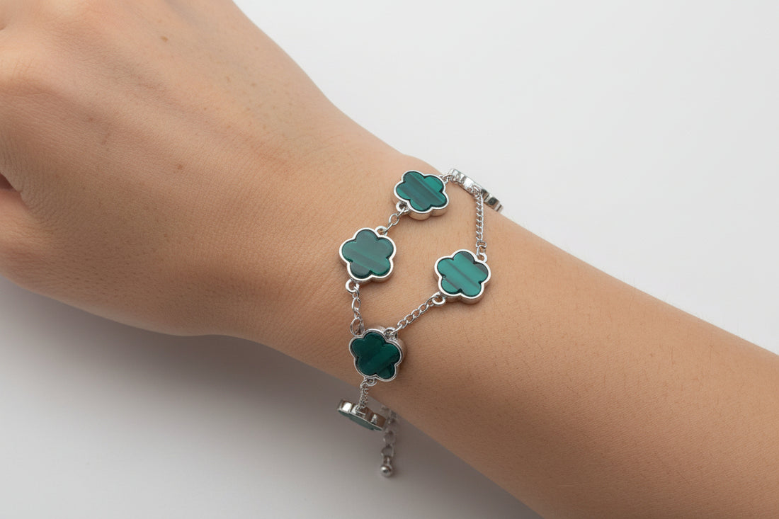 Plated Five Leaf Clover Bracelet: Lucky Charm Jewelry
