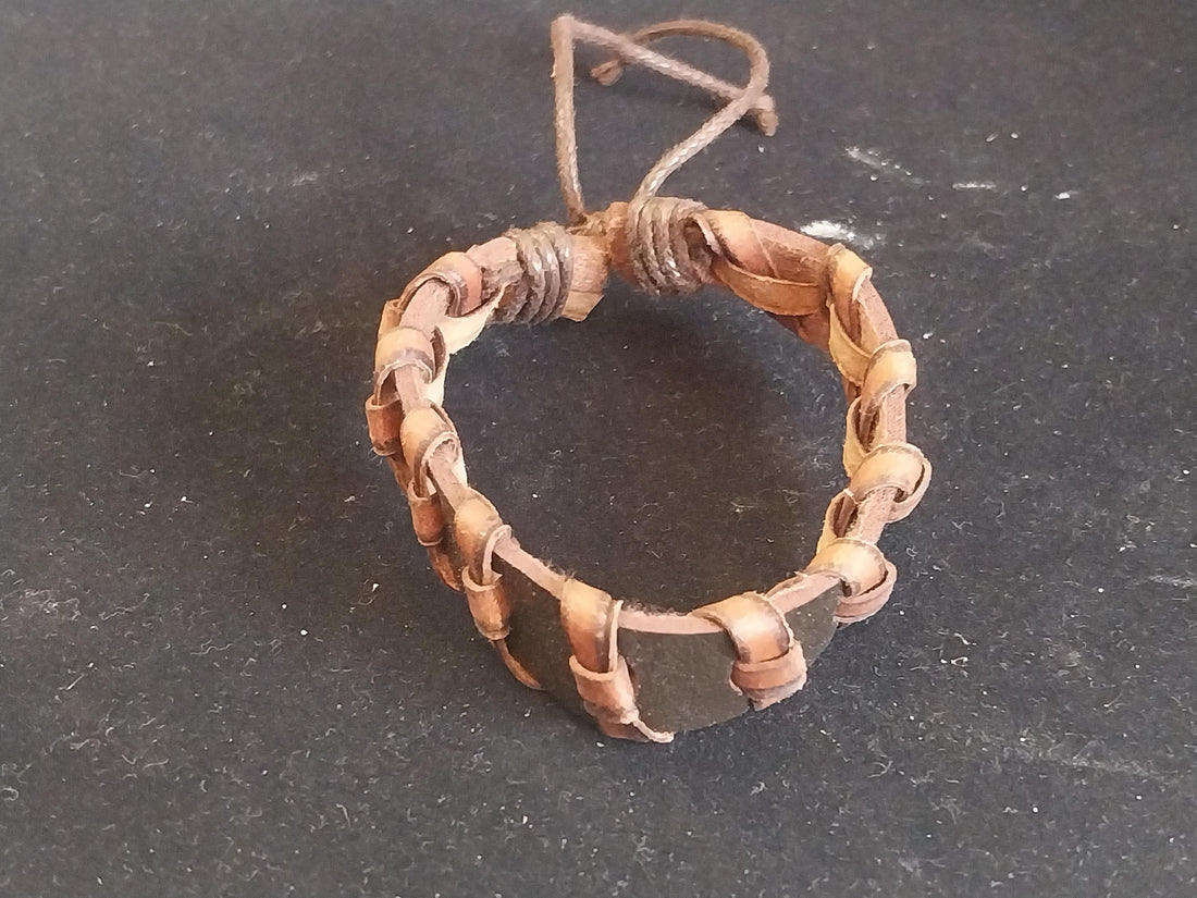Handcrafted Leather Wristband in Rich Brown
