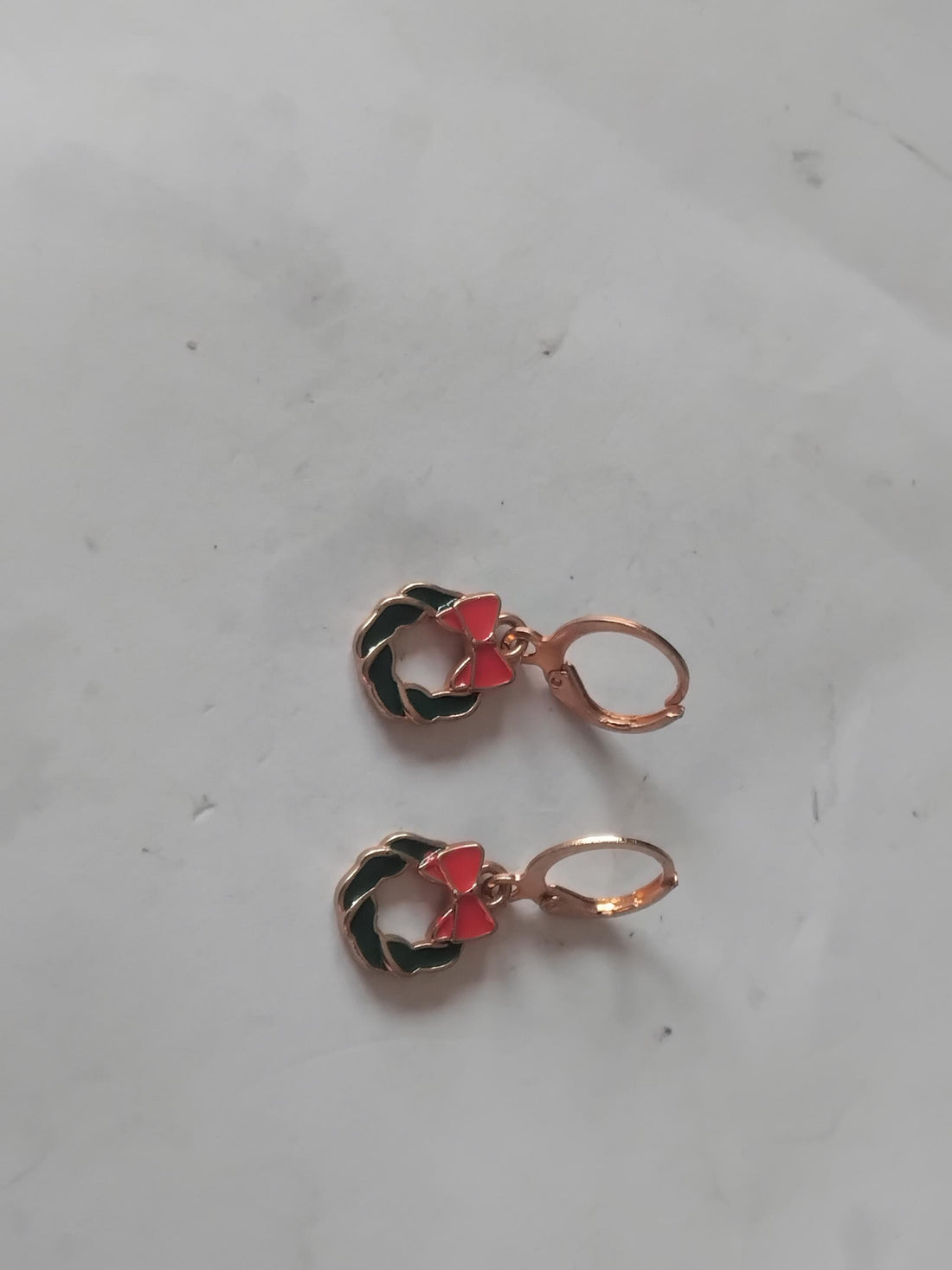 Gold Christmas Wreath Charm Earrings, Holiday Jewelry