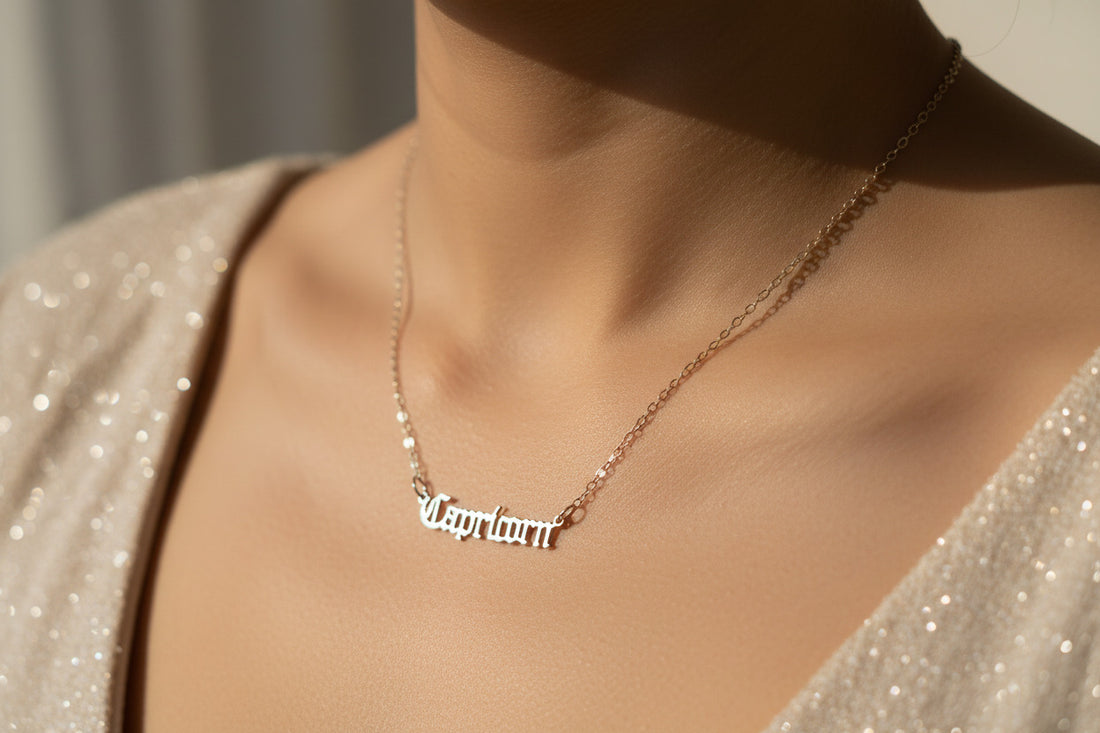 Gold Capricorn Zodiac Necklace, Dainty Celestial Jewelry